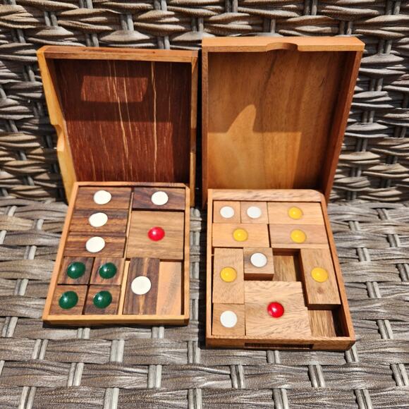 2 Vintage 1996 Wooden Prison Escape Sliding Block Logic Table Top Puzzle Games - Picture 8 of 8